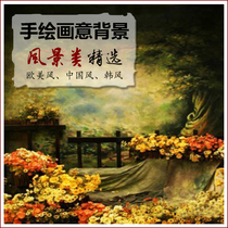 Jiahe landscape oil painting background Wedding studio painting European childrens photo hand-painted photo background photography cotton cloth
