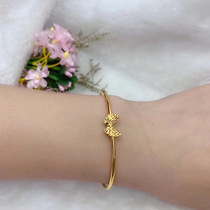 Pig Dafu pure gold bracelet Butterfly gold open bracelet Fashion womens gift pure gold hand jewelry