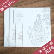 Guanshiyin Bodhisattva 12 kinds of hand-painted Gold Buddha portrait white drawing drawing line draft coloring coloring Guanyin painting