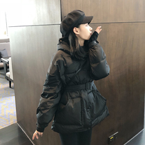 European station 2019 new white duck down waist black short thin woman short explosive Korean version