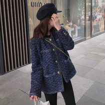 2020 New loose little fragrant lady style coat female spring and autumn Joker retro port taste tweed lady short coat