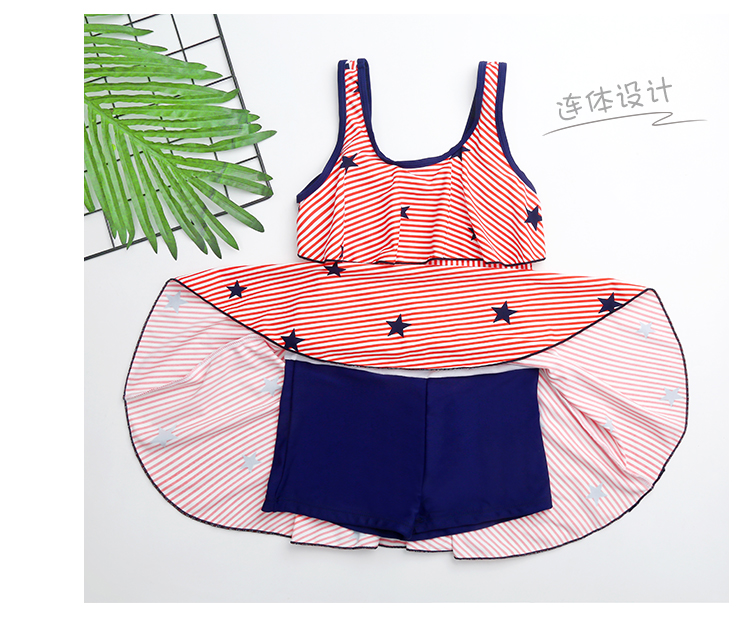 Cô gái áo tắm Trẻ em Xiêm Big Boy Công chúa Váy Kích thước lớn Bảo thủ Sinh viên Sọc Boxer Cô gái Đồ bơi quần bơi bé trai