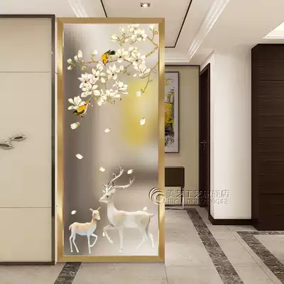 3D art glass living room screen new net red partition frosted translucent tempered double-sided process porch light luxury deer