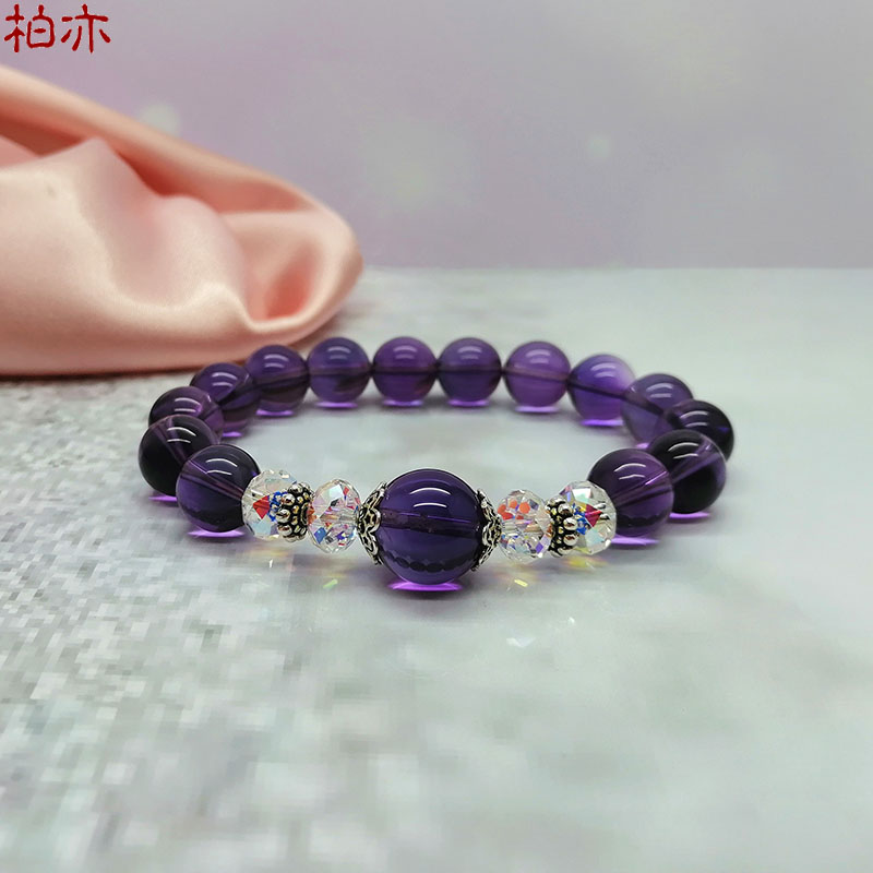 Baizi also jewellery natural amethyst bracelet women's single lap handstring small crowdsourced beauty original design girlfriends birthday present 