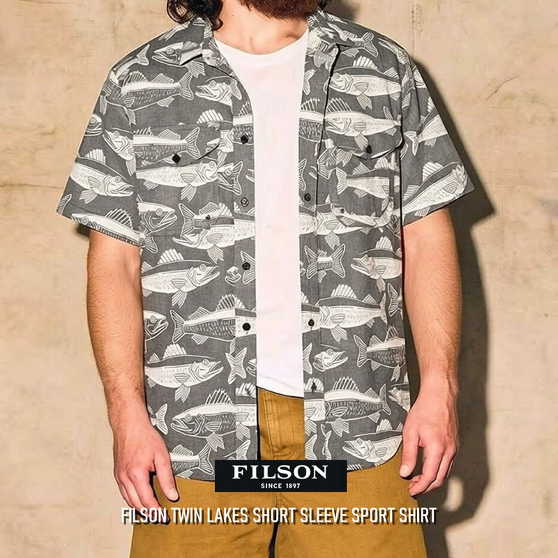 American Filson Twin Lakes White Whale Color Quick-Drying Lightweight Twin Lakes Short-Sleeved Shirt 20277947