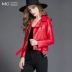 Eo cao áo khoác da nhỏ nữ 2019 thời trang mới cổng gió đoạn ngắn pu áo khoác da mỏng giảm béo đầu máy quần áo thủy triều - Quần áo da Quần áo da