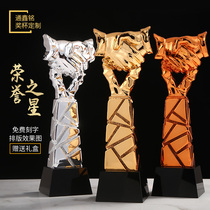 Creative Crystal gold-plated resin trophy customized customized company annual meeting awards outstanding employee prizes