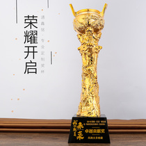 Creative crystal resin gilded trophies customized annual meeting glory awards excellent staff competition commemorative prizes