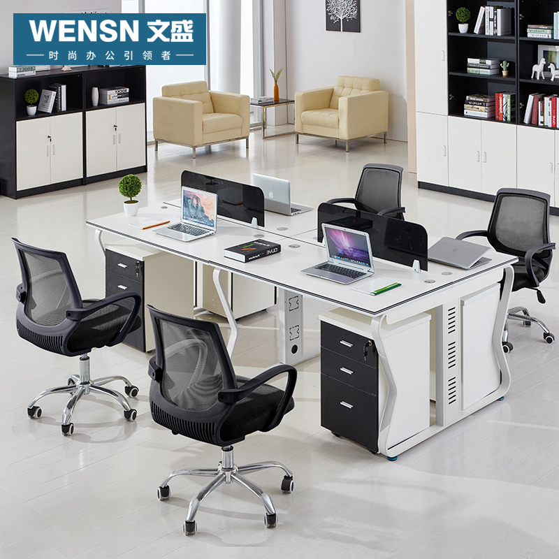 Simple modern combined office furniture, staff table screen, office desk, 2 6 4 four-seater staff desk and chair