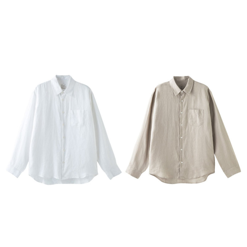 2026 New Men's Hemp Washed Long-Sleeved Shirt Men's Shirt Jacket Men's Summer Clothing Ac218A5S
