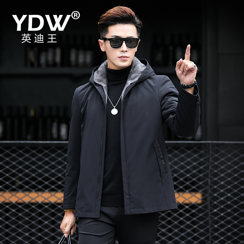 Hidden Green Mink Mink Liner Silver Lanten to overcome male mid-length version Even cap pie overcomes minke leather coat daddy winter