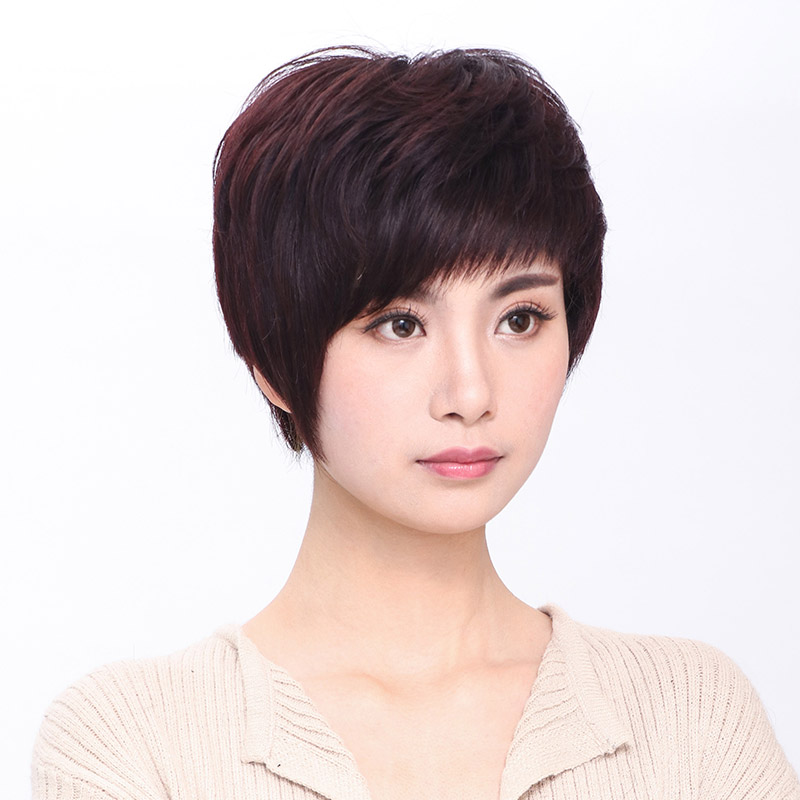 Fashion Wig Female Round Face And Short Hairnet Red Korean Real