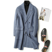 Temperament wear 2021 autumn and winter New Western dress collar woolen coat men long double-sided coat Korean tide