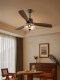 Vintage Walnut Wood Ceiling Fan Light for Dining Room, Silent, American Style, Home Use, 2025 New Model Electric Fan Light