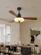 Elegant Nuo Mid-Century Fan Lamp Walnut Wood Plum Blossom Fabric Dining Room Electric Fan Chandelier French Retro Ceiling Fan Lamp