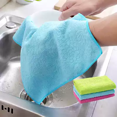Microfiber dish cloth absorbent scouring cloth kitchen non-oil, no hair-free thickening cleaning towel wipe towel