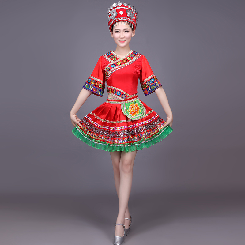 Miao ethnic minority clothing Women's clothing Tujia ethnic dance performance clothing Zhuang Yao Dong Zhuang clothing