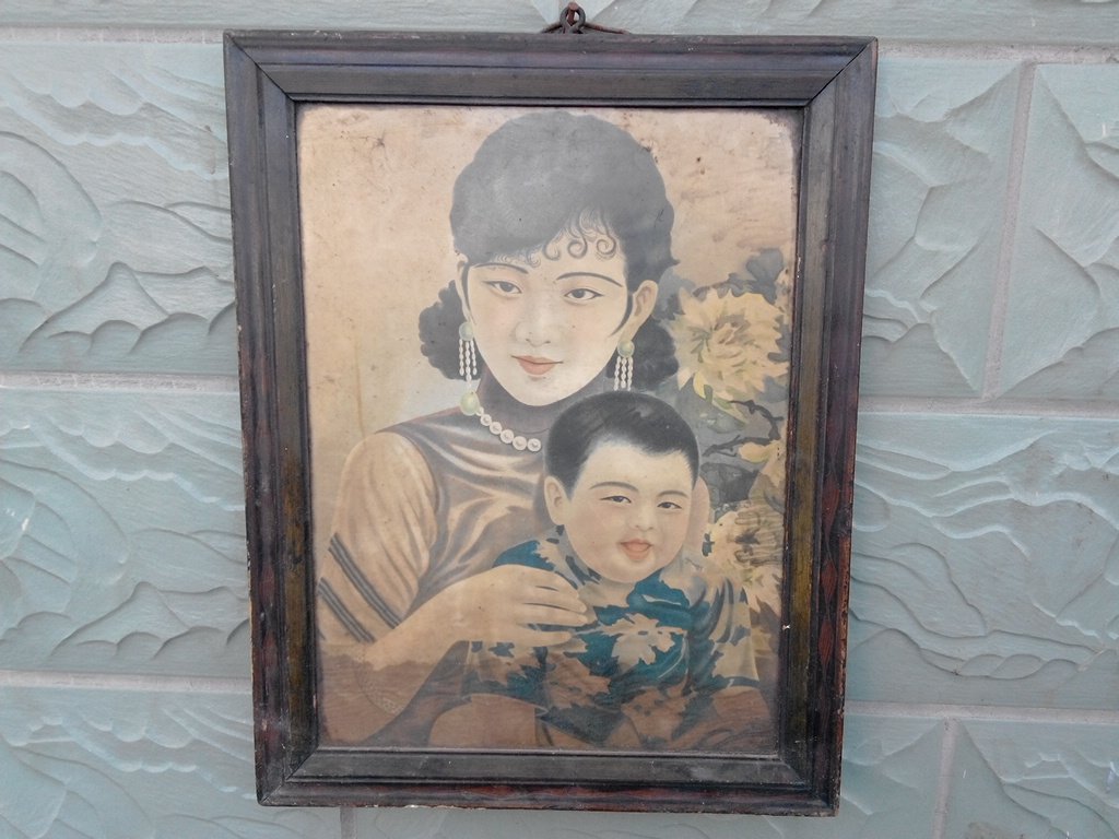 Old Beauties of the Republic of China Mirror Hanging Mirror Old Beauties Children of the People's Republic of China Painful and Painting Advertisement Painting Ancient Play Miscellaneous Old Objects