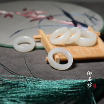 Yushifang Xinjiang Hetian Jade seed material White Jade natural gold skin plain ring ring ring ring ring not bargaining on sale