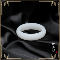 Sold Yushifang Xinjiang Hetian Jade natural mutton White Jade Black Mountain material dress bracelet thick Loach back 60mm