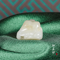 Yushifang Xinjiang Hetian Jade White Jade seed material sprinkled golden skin auspicious Ruyi elephant elephant elephant God ointment pendant pendant