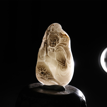 In the sale of the collection-level Yushifang Xinjiang Hetian Jade seed material fat white sprinkled gold skin Guard general handle 120 56