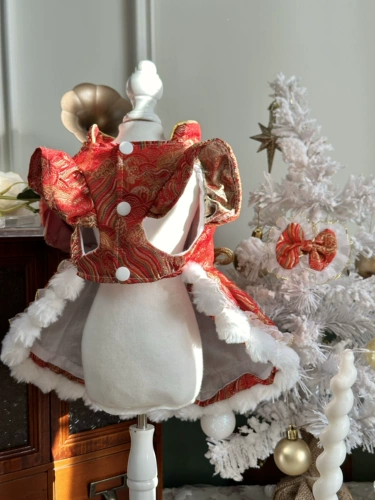 Осенняя и зима Новая китайская стиль улучшила Cheongsam, богатая цветочная собака Pet Pet Corki Marzus Новые одежды