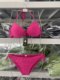 ຊຸດລອຍນໍ້າ bikini ສີແດງສີບົວ PINK ແລະດອກກຸຫຼາບສຳລັບຜູ້ຍິງທີ່ມີຊຸດລອຍນໍ້າໃສ່ໜ້າເອິກໃຫຍ່ ແລະນ້ອຍ sexy ຊຸດລອຍນໍ້າສາມຈຸດ