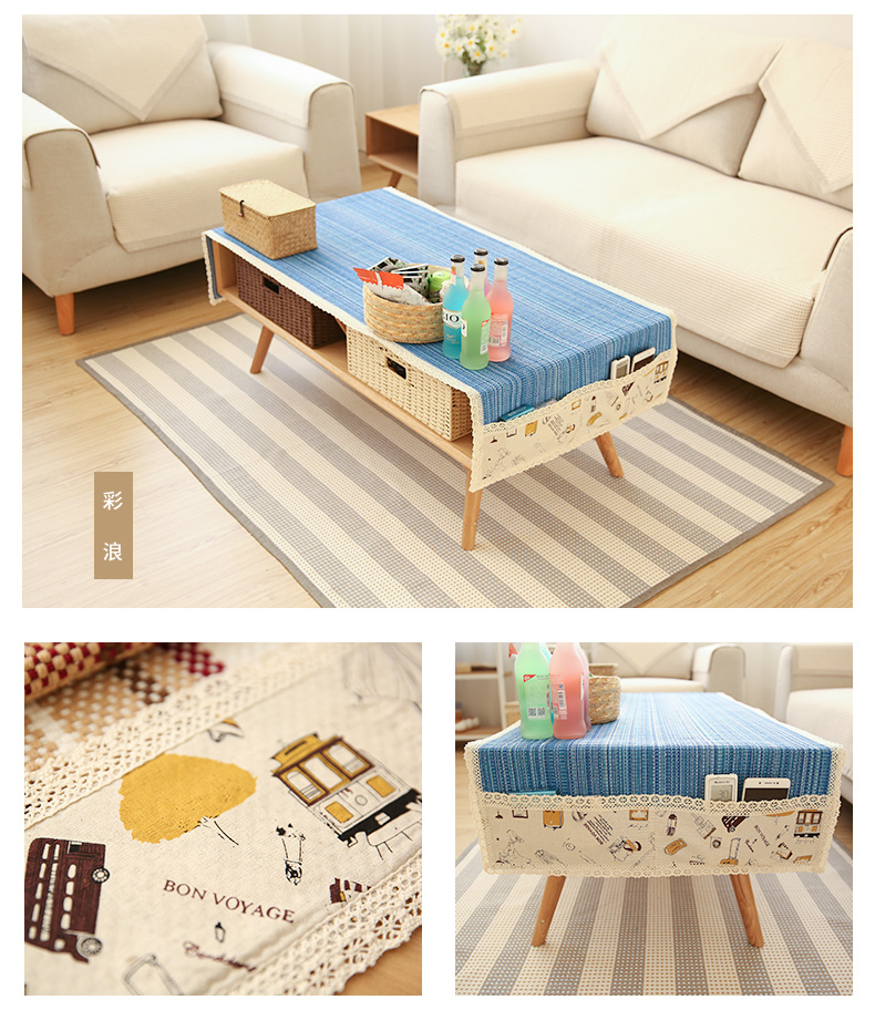 Bàn cà phê vải cotton vải lanh bàn lưu trữ khăn trải bàn vải đa chức năng bàn cà phê vải hình chữ nhật khăn trải bàn khăn có thể được tùy chỉnh khăn trải bàn cao cấp