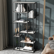 Nordic rock board bookshelf light luxury storage shelf simple modern iron home multi-level floor-standing living room bookcase