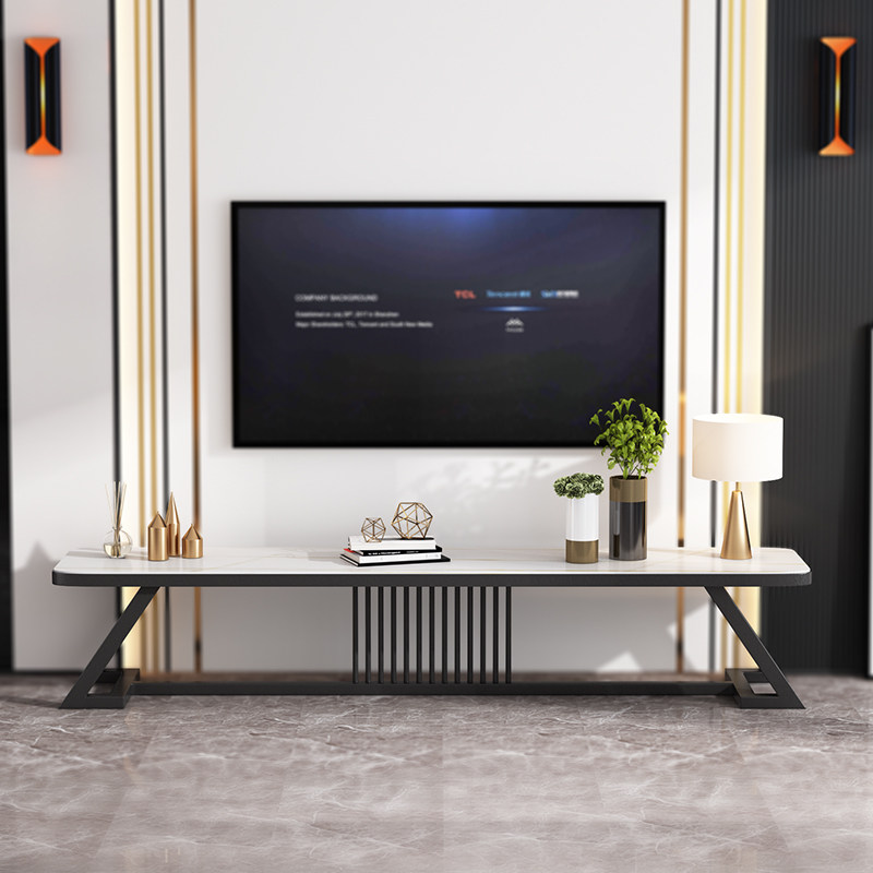 Rock Plate TV Cabinet Tea Table Composition Modern Minima Small Household Type Simple Nordic Light Lavish Living Room Extremely Minimalist Iron Art Terrace