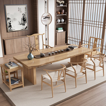 Solid Wood New Chinese log tea table and chair combination simple modern tea table Kung Fu Tea Table Office Zen tea table