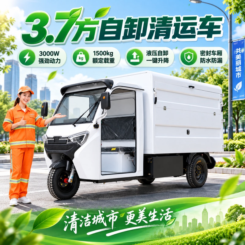 Electric Garbage Removal Truck, Sanitation Vehicle, Community Street Cleaning Vehicle, New Energy Transfer Vehicle, Self-Loading Trash Bin Transport Vehicle Electric Garbage Removal Truck, Sanitation Vehicle, Community Street Cleaning Vehicle, New Energy Transfer Vehicle, Self-Loading Trash Bin Transport Vehicle