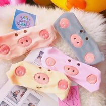 Japanese and Korean cute cartoon headband piggy makeup face wash mask embroidered wash headband soft girl hair accessories for women
