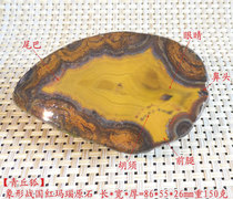 (Qingqiu Fox) Natural Upper Valley Pictogram Warring States Red Agate original stone Fox pictographic pattern brushed chicken oil yellow