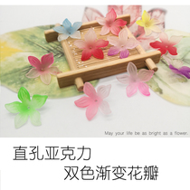 Acrylic straight hole two-color gradient petal torus handmade DIY accessories earrings decorative base