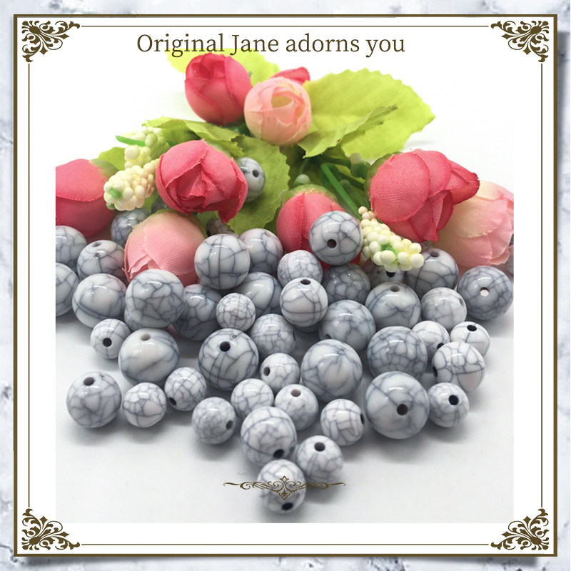 Straight hole White Marble Crack beads Eco-friendly Acrylic Beads DIY Bracelet Necklace Braided ornament accessories