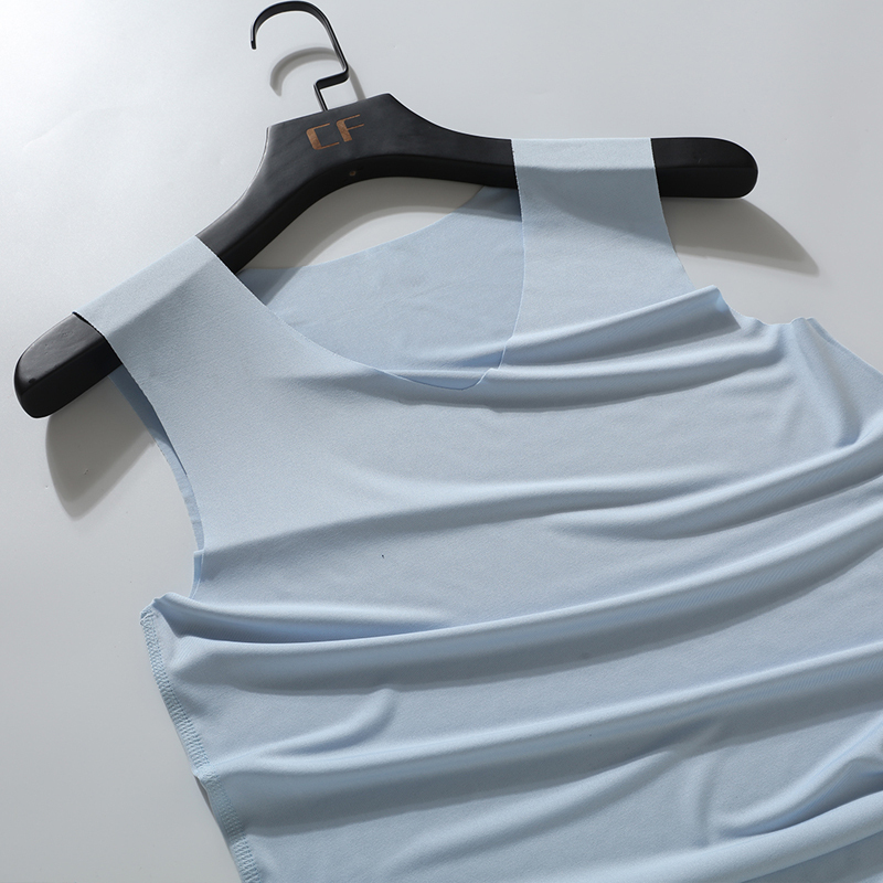 Summer Men's Seamless Ice Silk Vest, Thin Sports Fitness Tank Top, Quick-Drying Sweat-Wicking Slim Fit Sleeveless T-Shirt