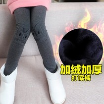 Childrens outer wear girls 5 7=12 plus velvet thick cotton pants 9-year-old girls 6 a 10 childrens winter denim winter pants 