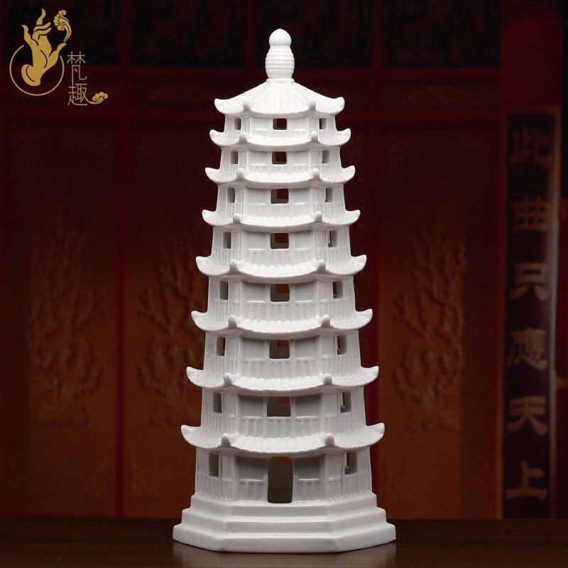 Fanqu Ceramics Large 8-story Wenchang Tower Ornament Ceramic Eight-story Tower Ornament Office Study Home Furnishing