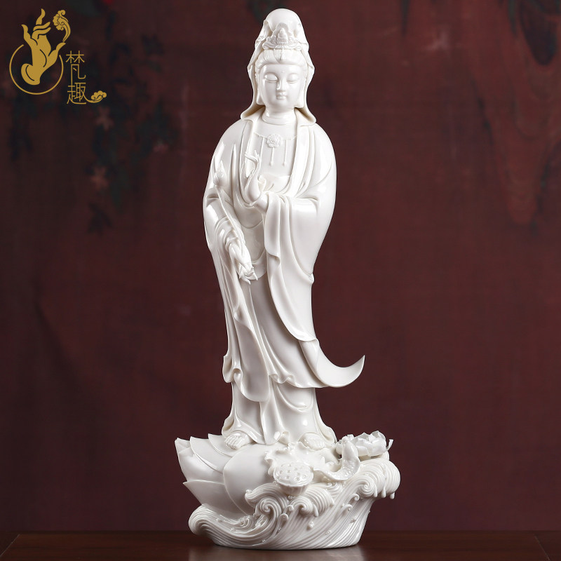 Van anecdote Ceramics Sculpture Crafts Gift Pendulum to Sail Guanyin Guanyin Kuanyin Essence White Porcelain Statue of BodhisattBodhisattBodhisattva