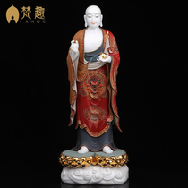 Fan Fun Jizo Bodhisattva White marble Buddha statue Home worship Jizo Bodhisattva great wish Jizo King statue ornaments
