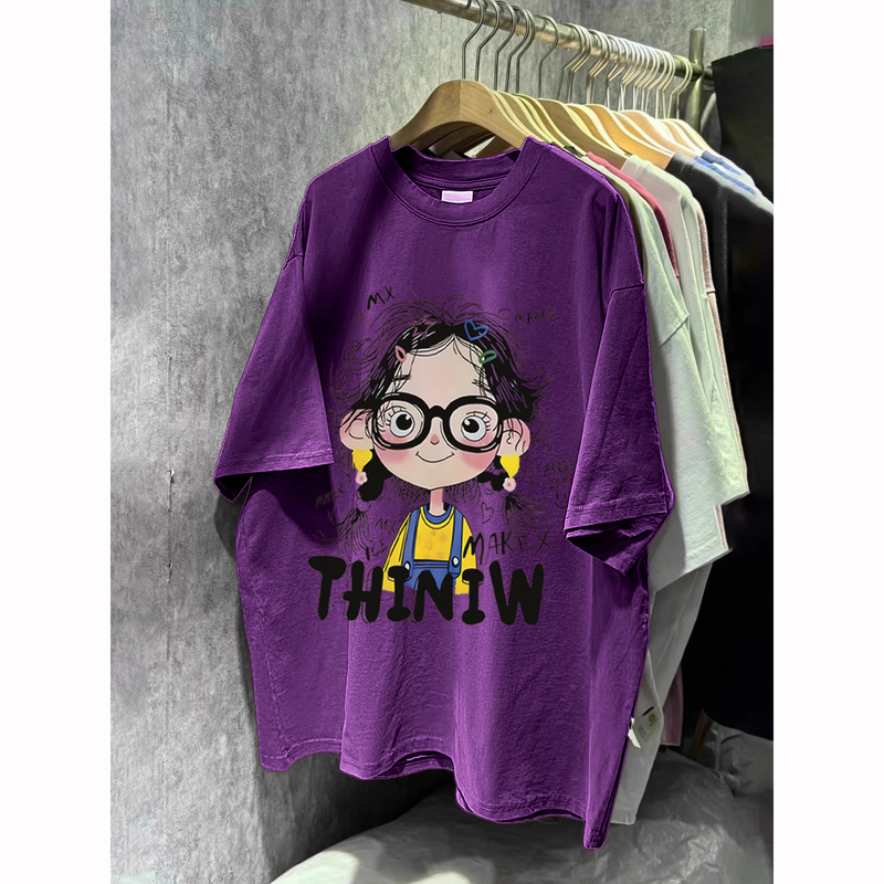 Extra Large Size 150kg Graffiti Girl Print Short-Sleeved T-Shirt for Women 2025 Summer New Style Loose Slimming Mid-Length Top Extra Large Size 150kg Graffiti Girl Print Short-Sleeved T-Shirt for Women 2025 Summer New Style Loose Slimming Mid-Length Top