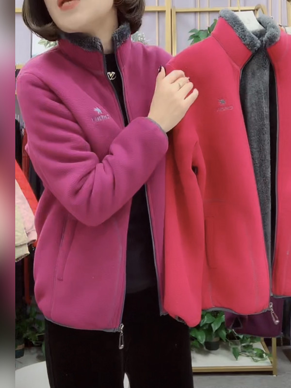 Mom's Polar Fleece Fleece-Lined Outwear Winter Clothing Middle-Aged and Elderly Women's Clothing Grandma's Fleece Warm Thick Top Autumn and Winter Jacket