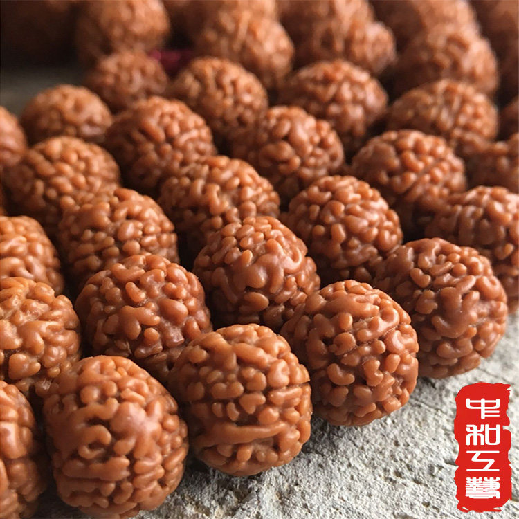 尼泊尔多瓣爆肉小金刚菩提子龙鳞纹108颗盘龙纹佛珠手串麒麟纹