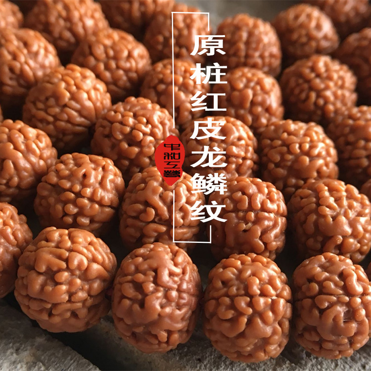尼泊尔多瓣爆肉小金刚菩提子龙鳞纹108颗盘龙纹佛珠手串麒麟纹