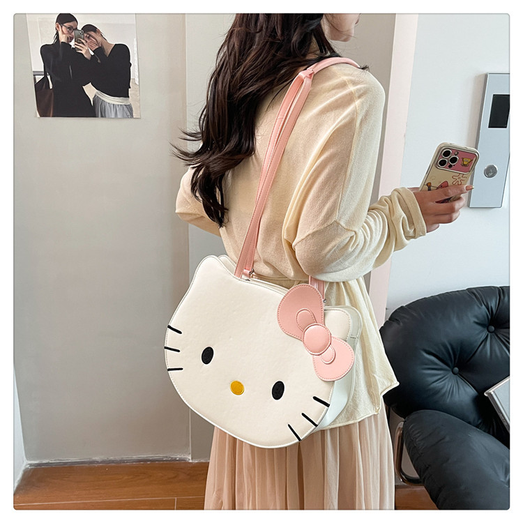 Hello kitty, милый рюкзак, сумка через плечо, портативный мультяшный картхолдер, сумка на одно плечо 荔了个谱 