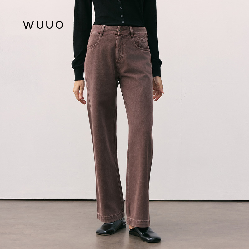 Wuuo Straight-Leg Jeans for Women 2026 New Style Without Side Seams Ancola Red Gucci Retro Relaxed Pants