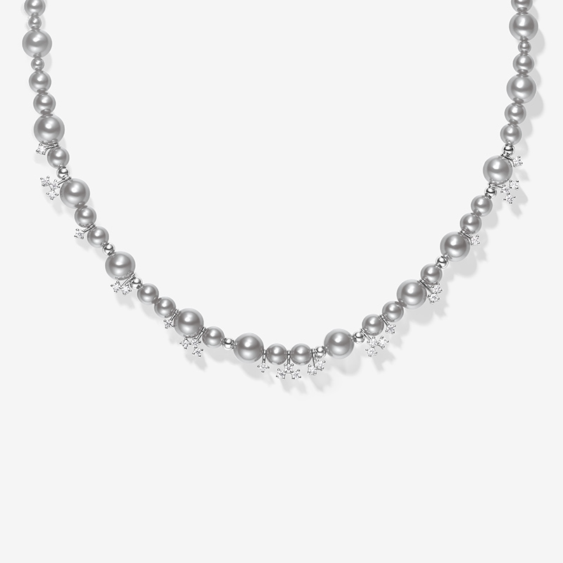 Li Qin's Same Style Bubble Nebula Pearl Necklace, Niche Clavicle Chain, Versatile and Elegant Sweater Chain, Birthday Gift