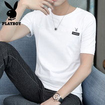 Playboy white t-shirt mens summer 2021 new item pop brand trend pure cotton half-sleeved t-shirt short-sleeved mens clothing